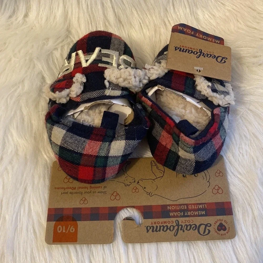 Dearfoams Slippers Toddler Size 9/10 Plaid 